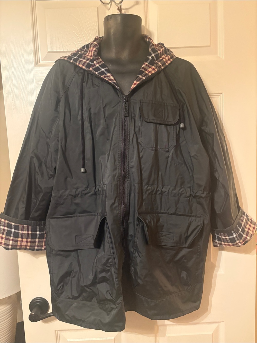 Totes Men's Black Hooded Lightweight Parka Jacket Size Medium